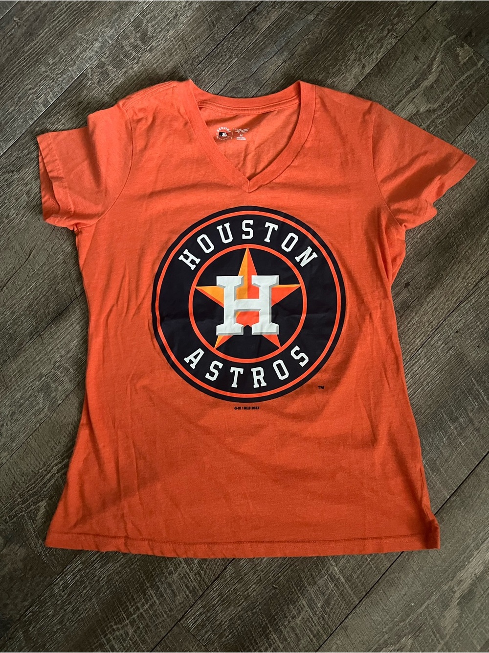 MLB Houston Astros Orange V-Neck Logo Tee